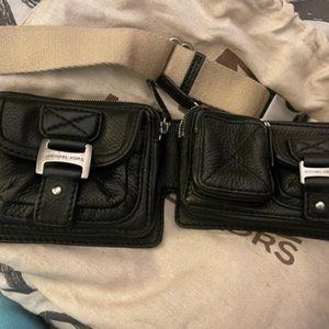 Michael Kors black leather multi-pocket hip/belt pack - never used